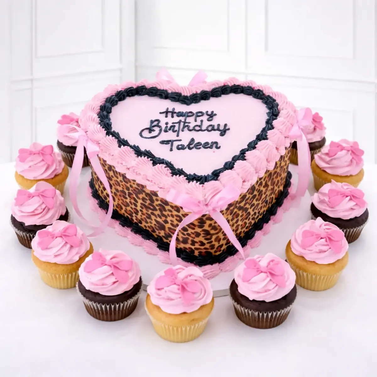 Leopard Print Heart Shape Cake